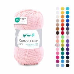 Gründl Wolle Cotton Quick uni Garn zum Stricken & Häkeln aus 100% Baumwolle, 1 Knäuel 50 g / 125 m, Häkelgarn/Strickgarn, Hellrosa Angebot bei HelloDeals