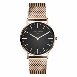 Liebeskind Berlin Armbanduhr aus Edelstahl mit verstellbarem Mesh-Armband Roségold-schwarz Angebot bei HelloDeals
