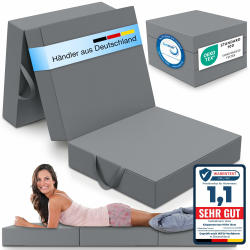 ELONEO maxVitalis Klappmatratze, Gästematratze, 3-teilige Faltmatratze, Schaumstoff extra dick (15cm), waschbar, Bandscheibenwürfel, klappbar, Faltbare Matratze, Erwachsene (Grau, 90 x 200 x 15 cm) 90 x 200 x 15 cm Grau Angebot bei HelloDeals