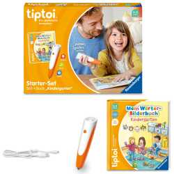 Ravensburger tiptoi Stift und Wörter-Bilderbuch Kindergarten - Lernspielzeug für Kinder ab 3 Jahren - Stylus mit überragender Audioqualität, Akku und Soft-Grip-Hülle - Grün, Orange, Silber - 00113 Single Angebot bei HelloDeals