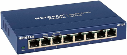 NETGEAR GS108GE LAN Switch 8 Port Netzwerk Switch (Plug-and-Play Gigabit Switch LAN Splitter, LAN Verteiler, Ethernet Hub, lüfterloses Metallgehäuse, ProSAFE Lifetime-Garantie), Blau Unmanaged 8-Port Angebot bei HelloDeals