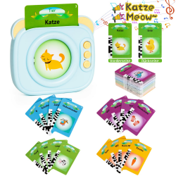 Sprechende Flash Karten, 112 Lernkarten 224 Wörter Lernspielzeug für Kinder 1-6 Jahre, Deutsch Lernen Vorschul-Lernmaschine Elektronisches Interaktives Spielzeug Geschenk für Jungen Mädchen Blau Deutsch-Blau Angebot bei HelloDeals