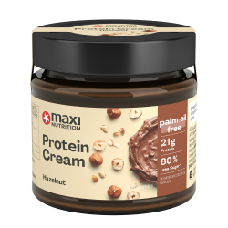 MaxiNutrition Protein Cream Haselnuss-Nougat 200g im Glas, Schokoladenaufstrich mit 21% Protein- und 24% Haselnussanteil, mit nur 7,7 Gramm Zucker (80% weniger als herkömmliche Streichcremes) Nuss-Nougat 200 g Angebot bei HelloDeals