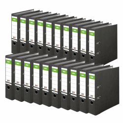 Original DINOR Ordner-Wolkenmarmor-Recycling - Made in Germany. 20er Pack 8 cm breit DIN A4 schwarz Aktenordner Briefordner Büroordner Pappordner Schlitzordner Grüner Balken Blauer Engel Breit 20er Pack Angebot bei HelloDeals