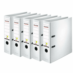 Original Falken 5er Pack PP-Color Kunststoff-Ordner. Made in Germany. 8 cm breit DIN A4 weiß Vegan Ringordner Aktenordner Briefordner Büroordner Plastikordner Schlitzordner 5er Pack | breit weiß Angebot bei HelloDeals