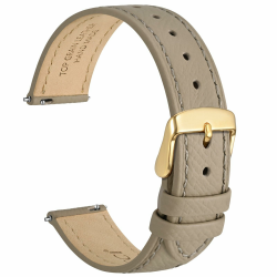 WOCCI Grace Uhrenarmband, Top Grain Leder, Schnellverschluss, Ersatzbänder, Edelstahlschnalle, Bandbreite 12mm 13mm 14mm 15mm 16mm 18mm 20mm Tee (Goldener Schnalle) 16mm Angebot bei HelloDeals
