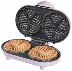 Bestron Doppel-Waffeleisen für klassische Herzwaffeln, Herzwaffeleisen mit Backampel & Antihaftbeschichtung, ideal für Kindergeburtstage, Ostern & Weihnachten, Farbe: Rosa Angebot bei HelloDeals