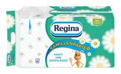 Regina Kamillenpapier 3-lagiges Toilettenpapier – 16-Rollen-Packung, 150 Blatt pro Rolle, Weich und Sanft mit Kamillenduft und FSC-zertifiziertem Papier Weiß 16 stück (1er Pack) Angebot bei HelloDeals