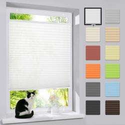 bobodeco Plissee ohne Bohren Klemmfix Faltrollo Jalousie Weiß 85x220cm (BxH), Plisseerollo Sichtschutz und Sonnenschutz Blickdicht Easyfix lichtdurchlässig Rollo für Fenster & Tür B85 x H220 cm Weiß Angebot bei HelloDeals