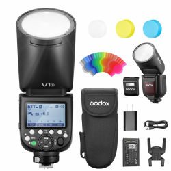 Godox V1Pro S Flash TTL Runde Kopf Kamera Speedlite 76Ws HSS 1/8000s 2980mAh Lithium Batterie LED Modellierungslampe Externe Blitz,V1-S (2024) SU-1 M/TTL-Blitzmodus für Sony V1Pro-S Angebot bei HelloDeals