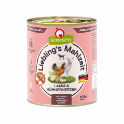 GranataPet Liebling's Mahlzeit Lamm & Hühnerherzen, Nassfutter für Hunde, Hundefutter ohne Getreide & ohne Zuckerzusätze, Alleinfuttermittel, 6 x 800 g Lamm & Hühnerherzen 800 g (6er Pack) Angebot bei HelloDeals
