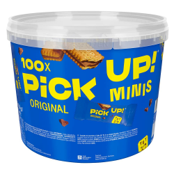 PiCK UP! minis Original (1 x 1.06 kg), Mini-Keksriegel mit knackiger Milchschokoladentafel zwischen zwei Keksen, ein Snack zum Teilen, 100 Portionspackungen Choco Angebot bei HelloDeals