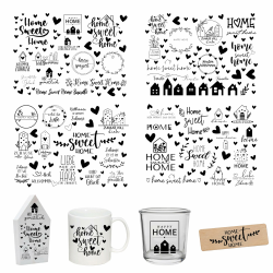 FloraVigo Rub On Sticker ca.A5 19x14cm-Spruch Deko zum Geburtstag, Keraflott, Hochzeit, Zuhause, Wischfolie für Möbel, Glas, Holz, Fotoalbum, DIY Deko, Aufkleberästhetik(4PCS) (Home) Angebot bei HelloDeals