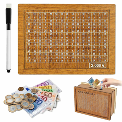 Spardose Holz,Sparbox mit Zahlen ankreuzen,Spardose, Retro Sparbüchse,Spardose Kinder Sparziel,Wiederverwendbare Spardose mit Sparziel und Zahlen zum ankreuzen (2000€) € 2,000 Angebot bei HelloDeals