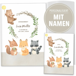 OLGS U-Heft und Impfpasshüllen Set 3-teilig mit süßen Waldtiere-Freunden | Cute Forest | Untersuchungsheft Hülle & Impfpasshülle mit Namen, Geburtsdatum | Babygeschenk (Uhefthüllen, personalisiert) U-Heft Set 3-teilig personalisiert 01 - Freunde Angebot bei HelloDeals