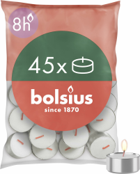 Bolsius D-light Teelichter - 45 Stück - im Beutel - Länge Brenndauer 8 Stunden - Dekorative Haushaltkerzen - Weiß - Enthält Natürliches Pflanzenwachs - Ohne Palmöl 8 Studen Angebot bei HelloDeals
