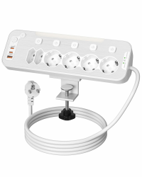 Tischsteckdose mit Schalter,PD 20W Schreibtisch Steckdosenleiste mit USB C, 6 Fach Mehrfachsteckdose Einzeln Schaltbar, Wandmontage Steckerleiste Überspannungsschutz Steckdose Tisch 2M Kabel,Weiß 2 Meter Weiß Angebot bei HelloDeals