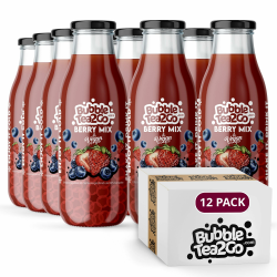 BubbleTea2Go - Ready to Drink, Berry Mix,12x 0.3L Flaschen, 100% Vegan, Halal, Natürliches Bubble Tea Getränk mit Boba Bubbles Getränk mit Vitaminen B6, B12, Biotin, Niacin & Popping Boba Fruchtperlen Angebot bei HelloDeals
