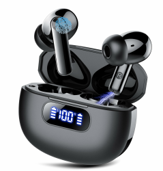 Kopfhörer Kabellos Bluetooth, In Ear Kopfhörer Bluetooth 5.3 mit 4 ENC Noise Cancelling Mic, 2024 Neue Kopfhörer Kabellos LED Anzeige, 48Std Earbuds, HiFi Stereo IP7 Wasserdicht Ohrhörer für Arbeit Schwarz Glänzend Angebot bei HelloDeals