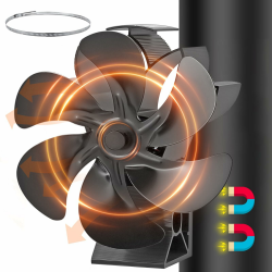 JossaColar Ofenventilator Kaminventilator Magnetisch | 6 Klingen Kaminventilator Ofenrohr Ventilator | Ofenventilator Ohne Strom | Kamin Ventilator inkl. Magnetisches Thermometer 6 Klingen Magnetisch Angebot bei HelloDeals