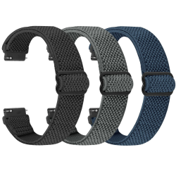 TumpCez Elastische Uhrenarmbänder,16mm 18mm 19mm 20mm 22mm 24mm Schnellverschluss Nylon Armband Verstellbare Aatmungsaktive Sportbänder Ersatzarmband für Herren Damen Schwarz+Grau+Indigo 22mm Angebot bei HelloDeals