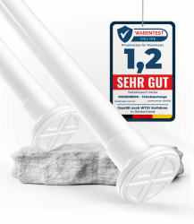 MEISENBERG Gardinenstange ohne Bohren - Weiß Teleskopstange Vorhang – Spannstange, Duschstange, Klemmstange (70-120cm) 70-120 cm Weiß Angebot bei HelloDeals
