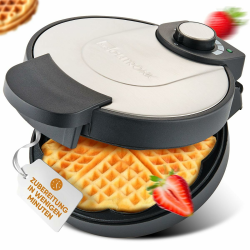 Clatronic® Waffeleisen | mit Ø 18cm antihaftbeschichteter Backfläche | Waffeleisen Herzform | stufenlos einstellbarer Bräunungsgrad & Backampel | Waffle Maker mit Edelstahleinlage | 1000W | WA 3492 Angebot bei HelloDeals