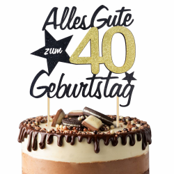 BETESSIN Torten Deko 40 Geburtstag Alles Gute zum Geburtstag 40 Jahre Happy 40th Birthday Cake Topper Kuchen Topper Kuchendeko 40 Geburstagstorte Deko Gold Schwarz Frauen Männer 40. Geburtstag Angebot bei HelloDeals
