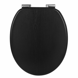 WOLTU Premium WC-Sitz Toilettensitz mit Absenkautomatik, MDF Holzkern, Softclose Scharnier, Antibakteriell, Desgin Décor Schwarze Holzmaserung Angebot bei HelloDeals