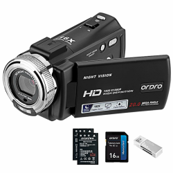ORDRO V12 Videokamera Camcorder Full HD 1080P 30FPS Infrarot Nachtsichtkamera 3.0 Zoll LCD Bildschirm 16X Zoom Camcorder mit 16GB Memory Karte Fernbedienung und 2 Akkus Angebot bei HelloDeals