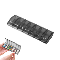 Jaimela Tablettenbox 7 Tage, Pillendose 7 Tagemedikamentenbox, Leicht Zu Öffnen, für Vitamine, Nahrungsergänzungsmittel und Medikamente (Schwarz) Angebot bei HelloDeals