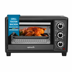 OptimumX 20 L Minibackofen, Klein mini Backofen mit Umluft, 60 Min Timer, Pizza-Ofen, 1380 W, Schwarz 20 Liter Angebot bei HelloDeals