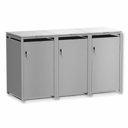 Metzler Mülltonnenbox in Graualuminium RAL9007 3er Tonnen, Kapazität bis 240L, Aus witterungsbeständig pulverbeschichtetem Stahl mit Automatikdecke, Abschließbar, Garten- und Müllbox für 3 Tonnen 3 Tonnen Graualuminium RAL 9007 Angebot bei HelloDeals