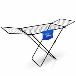 BigDean Wäscheständer Schwarz zusammenklappbar 18m Trockenlänge – Wäschetrockner Ständer mit X-Beinen für stabilen Stand – Wäscheständer Ultra leicht & Made in Europe Angebot bei HelloDeals