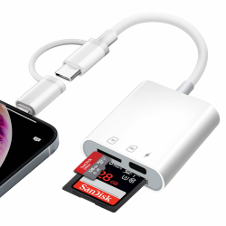 SD Kartenleser iPhone,SD Card Reader für iPhone/iPad/Kamera,SD Kartenleser USB C gleichzeitiges Laden und Kartenlesen,iPhone SD Kartenleser,Card Reader Kartenlesegerät mit Dual Slot für Micro SD/SD 3 in 1 SD Kartenleser iPhone/USB C Angebot bei HelloDeals