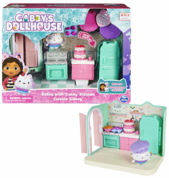 Gabby‘s Dollhouse Deluxe Raum, Bakey with Cakey, Küche mit Kuchi (engl. Cakey), 3 Möbelstücken und 2 Überraschungsboxen mit Zubehörteilen, geeignet für Kinder ab 3 Jahren Angebot bei HelloDeals