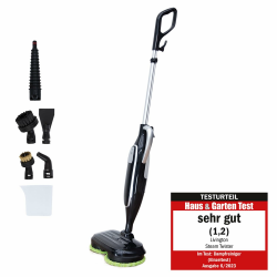 Livington Steam Twister schwarz - rotierender Dampfreiniger inkl. Zubehör - Dampfbesen & Handdampfreiniger - Entfernt bis zu 99,9% der Bakterien - elektrischer Bodenwischer mit Wassertank Angebot bei HelloDeals