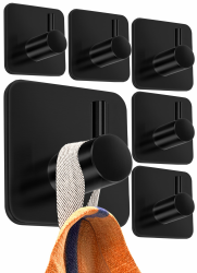 4smile Handtuchhalter ohne Bohren, 6er SET - Schwarze Handtuchhaken Bad als praktische Klebehaken - Hochwertige Haken selbstklebend, Wandhaken, klassisches Design Klassisch - 6er Set Schwarz Angebot bei HelloDeals