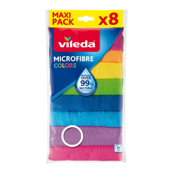 Vileda Mikrofasertücher Colors, Allzwecktücher Multipack aus Mikrofasern, 30 x 30 cm, Mehrfarbig zur Unterscheidung der Anwendungsbereiche, 8er Pack Angebot bei HelloDeals