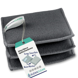 ELEXACLEAN Spülschwamm Topfreiniger Schwämme (3er Set, 10x8 cm, Dunkel-Grau) waschbar zum wiederverwenden, mit Mikrofaser 3er Set 10x8cm (small) Angebot bei HelloDeals