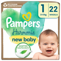 Pampers Harmonie Baby Windeln Größe 1, 22 Windeln, 2kg-5kg Größe 1 (22 Stück) NEU Angebot bei HelloDeals