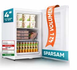 Stillstern Mini Gefrierschrank (42L) -18°C, Eiswürfelschale, Schloss, Türanschlag wechselbar, 4-Sterne Tiefkühlschrank für Camping/Büro Gefriertruhe Klein Gefrierschrank Klein Tiefkühltruhe Angebot bei HelloDeals