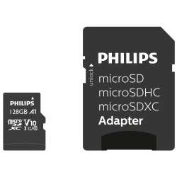Philips Ultra Speed microSDXC Card 128 GB + SD Adapter UHS-I U1, Lesegeschwindigkeit bis zu 80 MB/s, A1 Fast App Performance, V10, Speicherkarte für Smartphones, Tablet, PC, Card Reader, Full HD Video 128 GB single Angebot bei HelloDeals