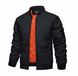 KEFITEVD Herrenjacke durchgehender Reißverschluss lässige winddichte Bomberjacken Winter warm gepolsterte Mäntel Jacken M Schwarz Angebot bei HelloDeals