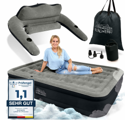 Burgwerk Luftbett für 2 Personen [Praktisches 3 in 1 System] | Selbstaufblasendes Gästebett in 150x200 | Luftmatratze selbstaufblasend, Aufblasbare Matratze Unser Tipp Schwarz/Anthrazit Angebot bei HelloDeals