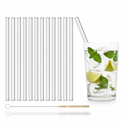 UMI Glasstrohhalme Wiederverwendbar 12 Stück gerade 20 cm inkl. Reinigungsbürste Glas Strohhalme Made in Germany Spülmaschinenfest Trinkhalm Glastrinkhalme Glasstrohalme für Gin Tonic Gläser 12x 20 cm Angebot bei HelloDeals