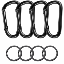 4 Stück Karabinerhaken, Karabinerhaken Aluminium, Karabiner Karabinerhaken, Karabiner Set, Karabiner Haken D-Clip, Carabiner, Karabiner, Karabiner Schwarz, für Campingzubehör Angebot bei HelloDeals