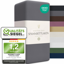 Strauss Home® Jersey Spannbettlaken Spannbetttuch Bettlaken 100% Baumwolle 140x220-160x220 cm Übergrösse Wasserbett Boxspringbett (Anthrazit) Anthrazit 140x220-160x220cm Angebot bei HelloDeals