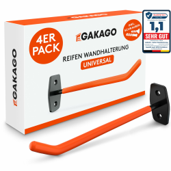 Gakago Reifenhalter Wandhalterung – 4er Felgenhalter Wand Set inkl. Schrauben & Dübel mit Montageanleitung - Extra Lange Reifen Wandhalterung - Halter für Autoreifen & Felgen zum Lagern Angebot bei HelloDeals