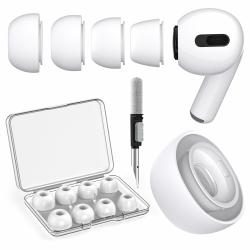 SOGUDE 4 Paar Ersatz Ohrstöpsel Airpods Pro 1/ Airpods Pro 2 mit Loch zur Geräuschreduzierung, Airpods Pro Aufsätze mit Tragbarer Aufbewahrungsbox, Silikontips mit Cleaner Stift XS/S/M/L-Weiß Angebot bei HelloDeals